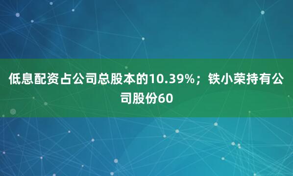低息配资占公司总股本的10.39%；铁小荣持有公司股份60