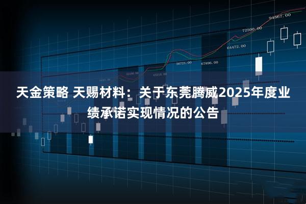 天金策略 天赐材料：关于东莞腾威2025年度业绩承诺实现情况的公告